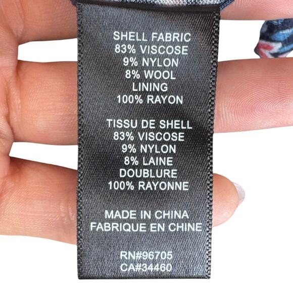 Rebecca Taylor Blue Red Floral Long Sleeve Mock Neck Stretch Zip Up Mini Dress - Picture 11 of 12